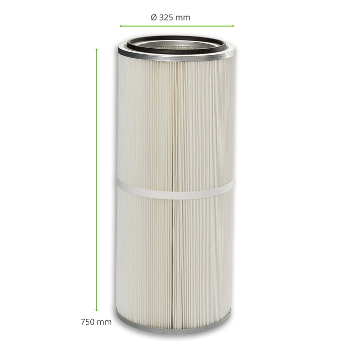 Filter cartridge, 325 x 750 mm, polyester fleece oil/water, PLYMOVENT EUROMATE Lincoln Oerlikon