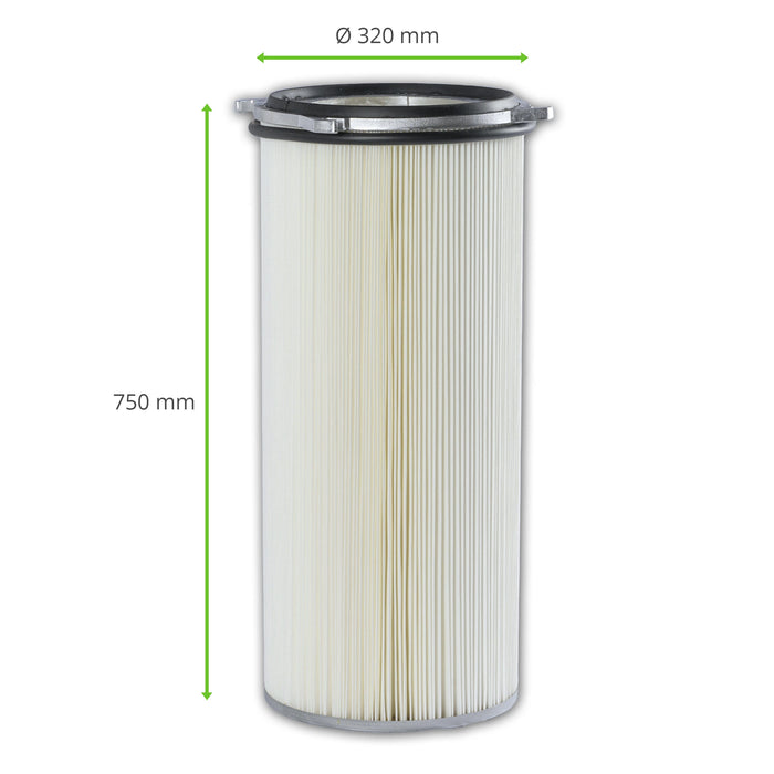 Filter cartridge, 320 x 750 mm, polyester fleece, CORAL