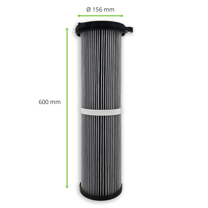 Filter cartridge, 156 x 600 mm, polyester fleece, aluminum coated (antistatic), ESTA