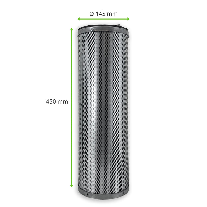 Cartuccia filtro a carbone attivo, 145x450 mm, chiusura a baionetta tripla